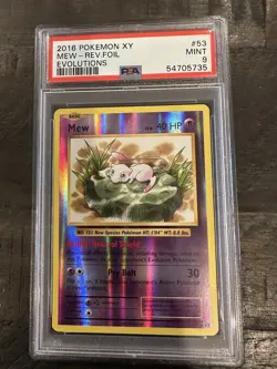 Mew 2016 Pokemon XY Evolutions - Reverse Holo #53 PSA 9 Mint - Image 1