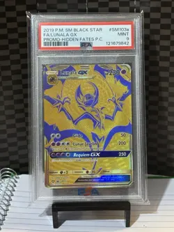 2019 POKEMON SM BLACK STAR PROMO HIDDEN FATES PREM COLL FULL ART/LUNALA GX PSA 9 - Image 1