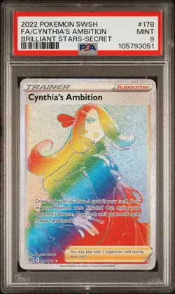 PSA 9 CYNTHIA'S AMBITION 178 SECRET SWORD & SHIELD BRILLIANT STARS 2022 POKEMON - Image 1