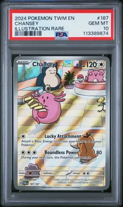 2024 POKEMON TWM EN-TWILIGHT MASQUERADE ILLUSTRATION RARE #187 CHANSEY PSA 10 - Image 1