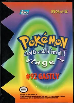 2000 Topps Pokemon TV Animation Edition Series 3 Die Cut #92 Gastly EV04 of 12 - Image 2