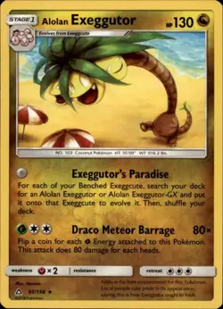 2x (SM05-095 PARALLEL FOIL) Alolan Exeggutor Rare Pokemon Ultra Prism Card # 95 - Image 1