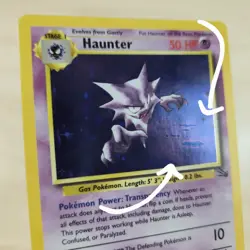 INK SMEAR BLUE ERROR MP + Haunter 6/62 Fossil Holo Rare Unlimited Pokemon Card - Image 1