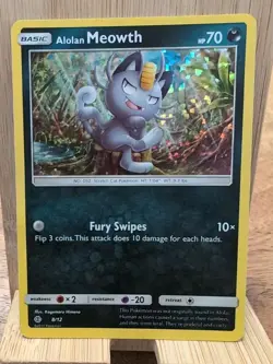 Alolan Meowth 8/12 - McDonald's Promos 2017 Pokemon Card - MP - Image 1