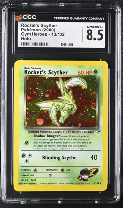 CGC 8.5 Rocket's Scyther 2000 Gym Heroes 13/132 Holo SWIRL Pokemon Card - Image 1