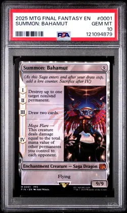 2025 MTG FINAL FANTASY #0001 SUMMON: BAHAMUT PSA 10 - Image 1