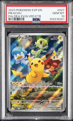 2023 POKEMON SVP EN-SV BLACK STAR PROMO #027 PIKACHU PSA 10 - Image 1