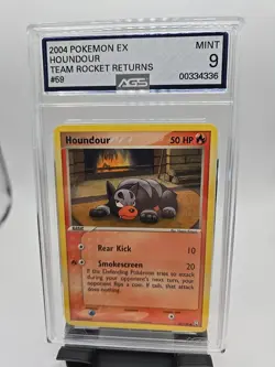 2004 POKEMON EX TEAM ROCKET RETURNS #59/109 HOUNDOUR AGS 9 MINT FREE SHIPPING - Image 1