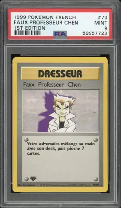 1999 Pokemon FRENCH 1st Edition Base Set Faux Professeur Chen 73/102 PSA 9 MINT - Image 1