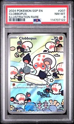 2024 Pokemon SSP EN CLOBBOPUS Illustration Art Rare PSA 8 Eng FULL #207 Surging - Image 1