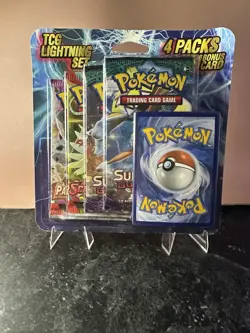 Pokemon TCG Lightning Set Packs 4 Booster Packs with Bonus Card Each - Image 1