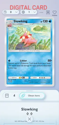 Slowking Pokemon Pocket Mobile Game Card Secluded Springs Set ◇◇ Rare Trade Card - Image 1