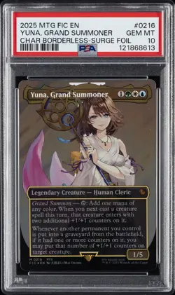 2025 MTG FINAL FANTASY COMMANDER #0216 YUNA, GRAND SUMMONER PSA 10 - Image 1