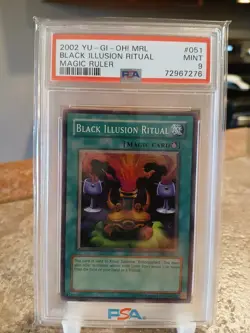 2002 Yugioh Black Illusion Ritual PSA 9 Magic Ruler MRL-051 (Minor Case Scuffs) - Image 1