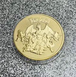 Pokemon Charizard Gold Collectible Coin Card Gift Rare Pokemon 1st Edition - Image 2