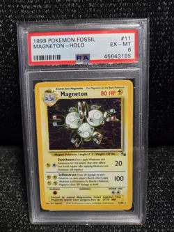 PSA 6 1999 Pokemon Game Card FOSSIL Set Magneton Unlimited HOLO Rare Vintage #11 - Image 1