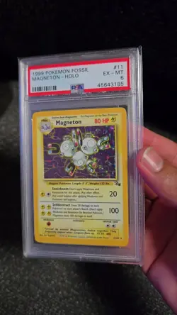 PSA 6 1999 Pokemon Game Card FOSSIL Set Magneton Unlimited HOLO Rare Vintage #11 - Image 2