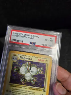 PSA 6 1999 Pokemon Game Card FOSSIL Set Magneton Unlimited HOLO Rare Vintage #11 - Image 5