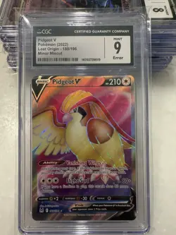 🔥ERROR🔥 CGC 9 Pidgeot V Full Art Holo 188/196 Lost Origin Miscut Pokemon Card - Image 1