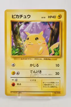 Pokemon card TCG Pikachu No.025 No Rarity Symbol Old Back Base Set Japanese LP - Image 1