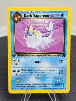 FIRST EDITION DARK VAPOREON #45/82 POKEMON CARD TEAM ROCKET Set Near Mint - Image 1