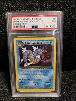 PSA 7 2000 Pokemon Game Card Team Rocket Prerelease Dark Gyarados Promo 8 NM - Image 1