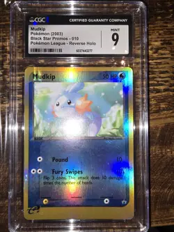 CGC 9 MINT Mudkip 010 REVERSE HOLO Black Star PROMO Pokemon Card - Image 1