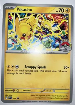 2025 Pikachu SVP 225 Pokemon World Championships Black Star Promo Card Mint Cond - Image 1