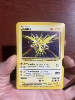 Pokemon TCG Zapdos Vintage Base Set Holo Unlimited Holo Rare Card #16/102 c620 - Image 1