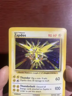 Pokemon TCG Zapdos Vintage Base Set Holo Unlimited Holo Rare Card #16/102 c620 - Image 2