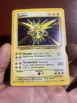 Pokemon TCG Zapdos Vintage Base Set Holo Unlimited Holo Rare Card #16/102 c620 - Image 3