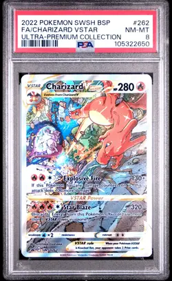 2022 POKEMON SWSH BLACK STAR PROMO #262 FULL ART/CHARIZARD VSTAR PSA 8 - Image 1