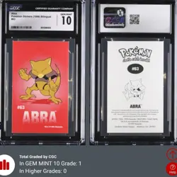 1999 Pokemon Abra Sandylion Sticker CGC 10 Graded Low Pop - Image 1