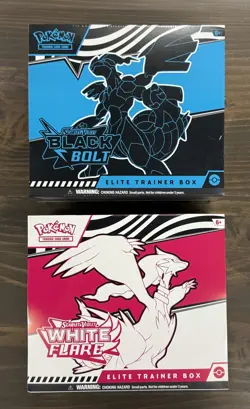 Pokemon Black Bolt and White Flare Elite Trainer Box ETB Set of 2 - Image 1