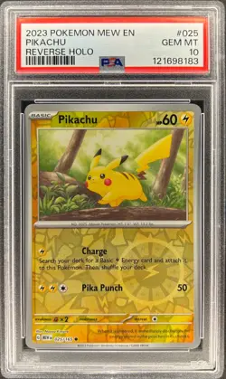 PSA 10 - PIKACHU - 025/165 - POKEMON 151 EN-MEW REVERSE HOLO ENGLISH - Image 1