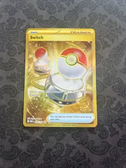 Switch 206/165 Pokemon TCG S&V 151 Gold Secret Rare Holo Trainer Item - Image 1