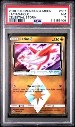 LATIAS #107 PSA 7 • 2018 Pokemon Celestial Storm Prism Star Holo - Image 1