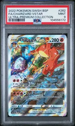 2022 POKEMON SWSH BLACK STAR PROMO #262 FULL ART CHARIZARD VSTAR PSA 9 - Image 1