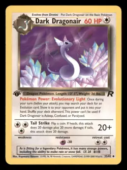 Dark Dragonair 33/82 1st Edition Team Rocket 2000 Pokemon WotC - Image 1
