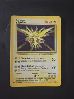 Pokemon TCG 1999 Zapdos Base Set 16/102 Unlimited Holo- HP/damage - Image 1