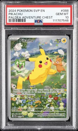2024 POKEMON SVP EN-SV BLACK STAR PROMO PALDEA ADVENTURE CHEST PIKACHU PSA 10 - Image 1