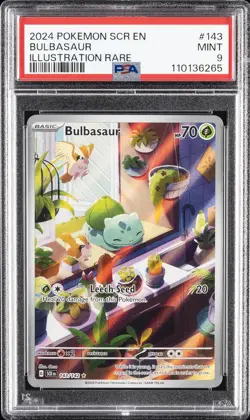 2024 POKEMON SCR EN-STELLAR CROWN ILLUSTRATION RARE #143 BULBASAUR PSA 9 - Image 1