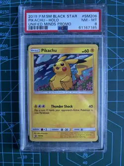 Pokemon Card | SM Black Star Promo SM206 Pikachu Holo Unified Minds | PSA 8 - Image 1