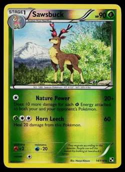 Pokemon Card - Sawsbuck Black and White 14/114 Reverse Holo - Image 1