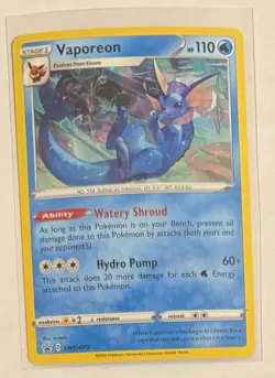 2020 Pokemon TCG Vaporeon SWSH072 Sword & Shield Black Star Promo Holo - Image 2
