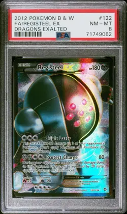 2012 POKEMON BLACK & WHITE #122 FA/REGISTEEL EX DRAGONS EXALTED PSA 8 - Image 1
