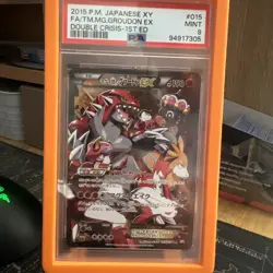 Pokemon XY Double Crisis 2015 Team Magma's Groudon EX 015/034 PSA 9 Japanese 1st - Image 1