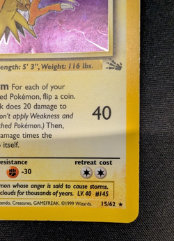 Fossil | POKEMON 1ST EDITION #15 ZAPDOS HOLO - Image 5