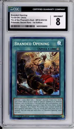 CGC 8 MINT 2022 Yu-Gi-Oh! Branded Opening Prismatic Secret Rare MP22-EN155 - Image 1