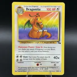 Pokemon TCG 1999 Fossil Dragonite Card 19/62 Non-Holo Rare, LP Condition - Image 1